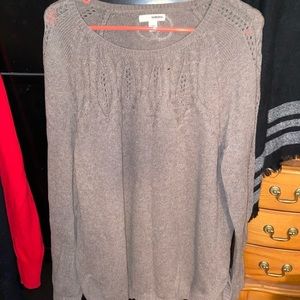 Women’s XXL Sonoma Taupe Crochet Accent Sweater
